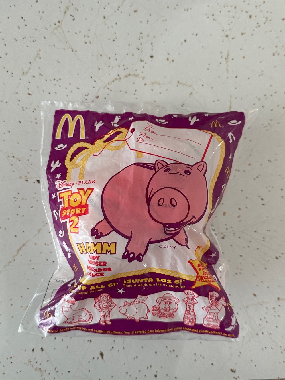 McDonald's Pink Hamm Toy Story 2 Purple Packaged Figure Candy Dispenser